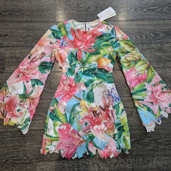 NWT Rococo Sand Long Sleeve Mini Dress Lora 2031 Multicolor Hibiscus Size XS - Picture 1 of 16